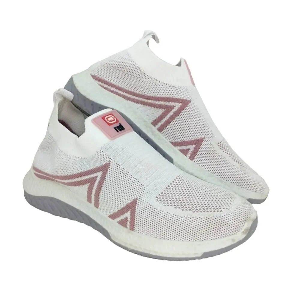 ECCO RED Womens White & Pink Athletic Knit Sneakers - Size: 8 1/2